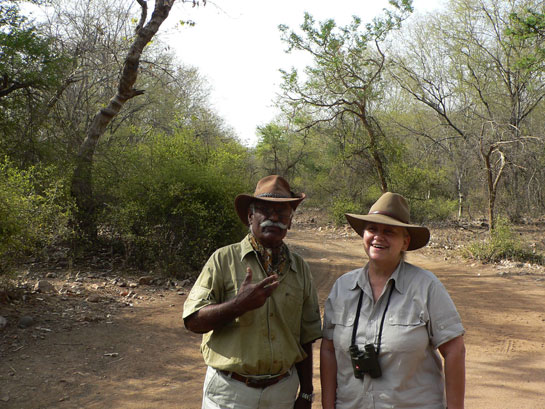 Fateh Singh Rathore with Belinda Wright, Executive Director of the Wildlife Protection Society of India, at the Ranthambhore Tiger Reserve.