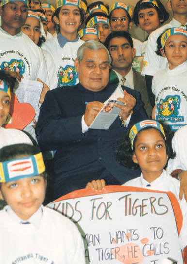 Soon after meeting representatives of â€˜Kids for Tigers, the Sanctuary-Britannia Tiger Programme, the Prime Minister acknowledged the vital role they were playing by reminding adults of their duty towards the tiger.