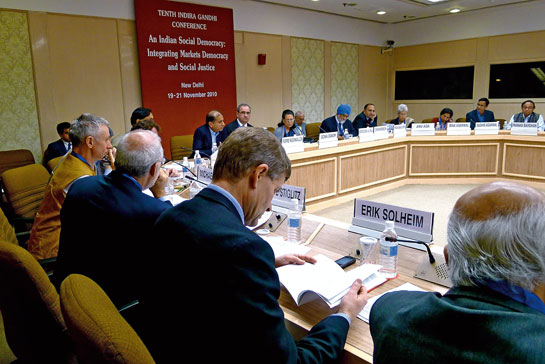 Erik Solheim was the only western minister invited to the closed summit (The 10th Indira Gandhi Conference) in New Delhi in 2010.